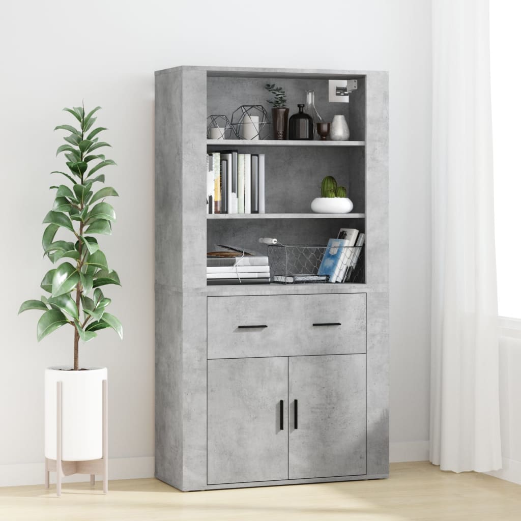 Buffet haut Gris béton Bois d'ingénierie