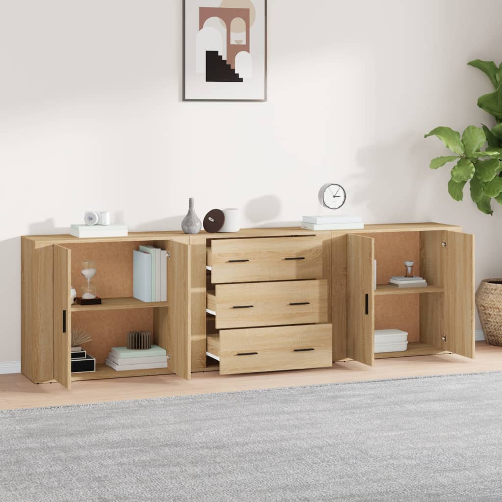 Buffets 3 pcs Chêne sonoma Bois d'ingénierie - XIOS