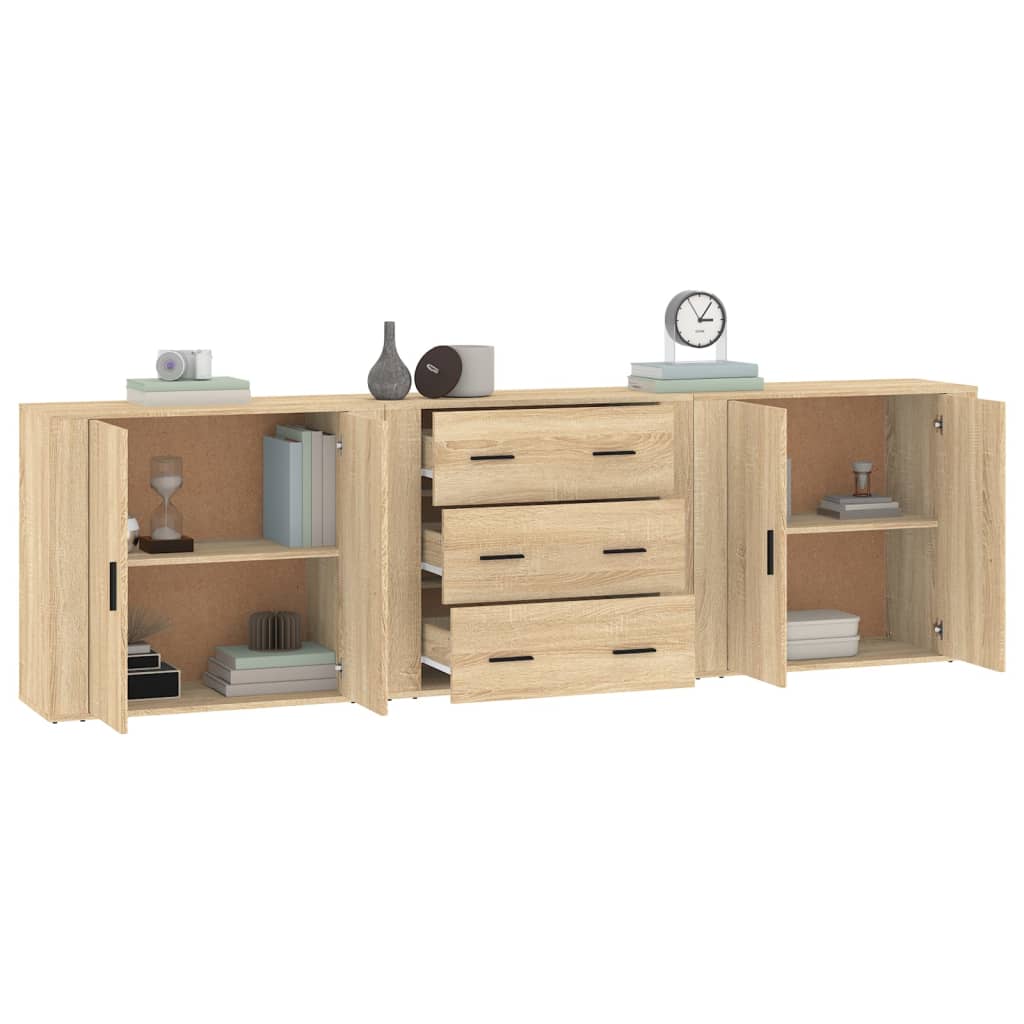 Buffets 3 pcs Chêne sonoma Bois d'ingénierie - XIOS