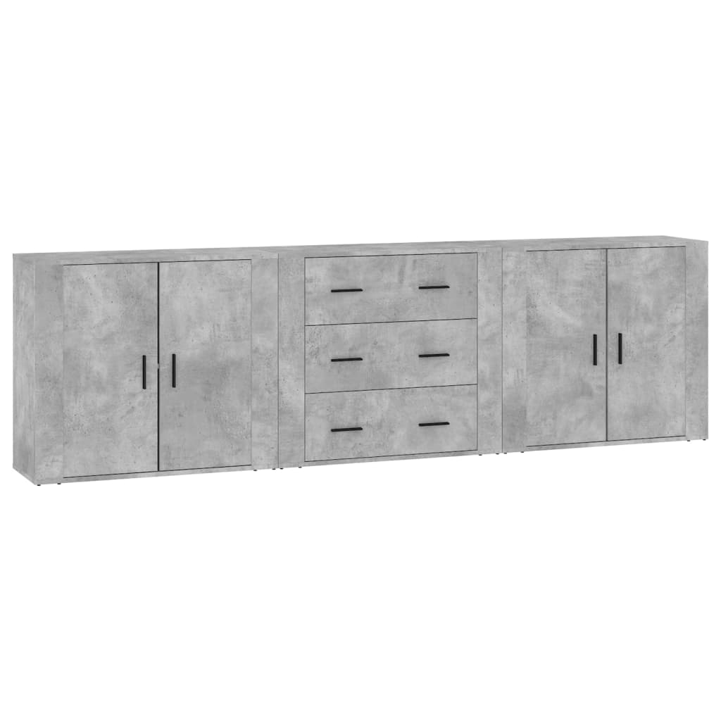 Buffets 3 pcs gris béton bois d'ingénierie - XIOS