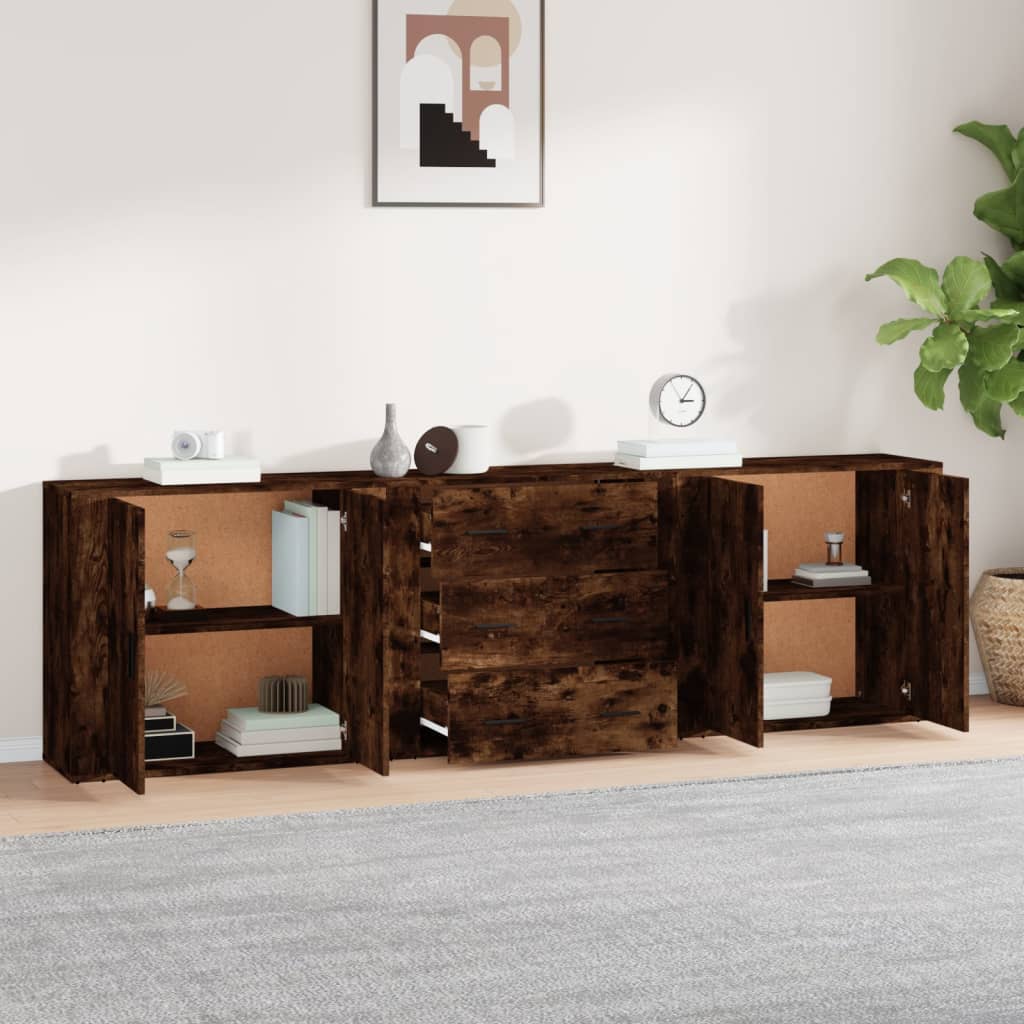 Buffets 3 pcs Chêne fumé Bois d'ingénierie - XIOS