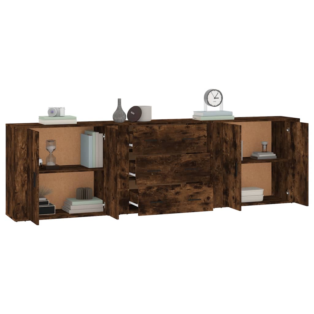 Buffets 3 pcs Chêne fumé Bois d'ingénierie - XIOS