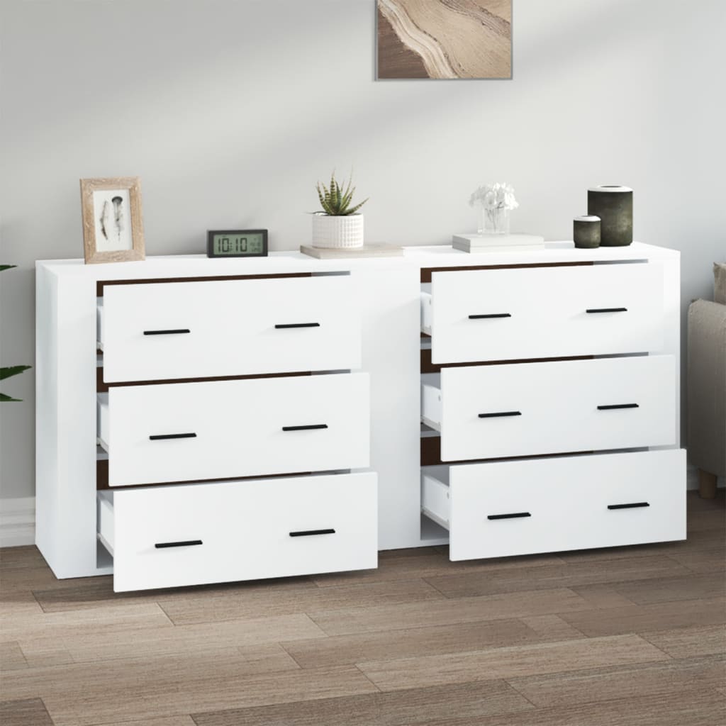 Buffets 2 pcs blanc bois d'ingénierie - XIOS