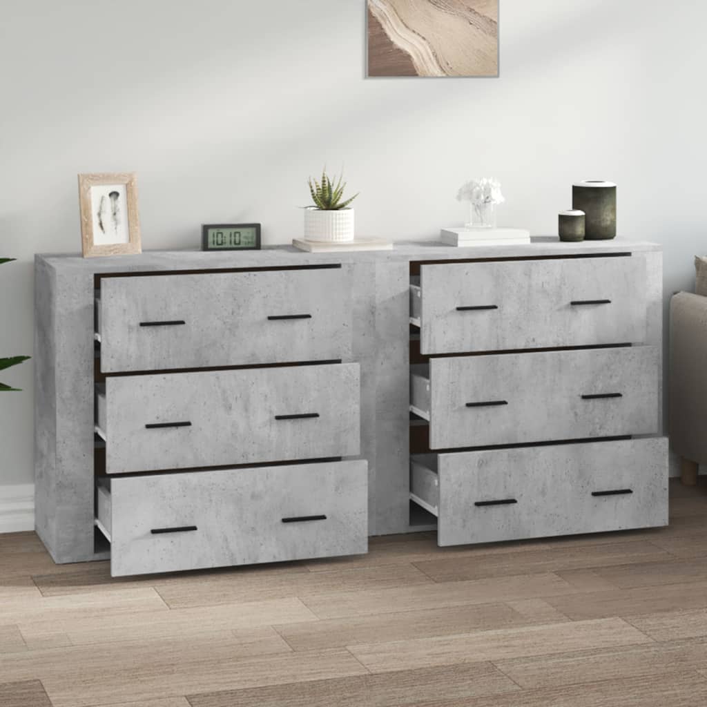 Buffets 2 pcs gris béton bois d'ingénierie - XIOS