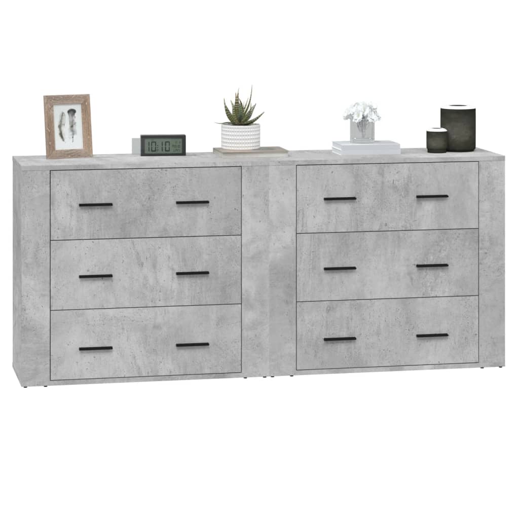 Buffets 2 pcs gris béton bois d'ingénierie - XIOS