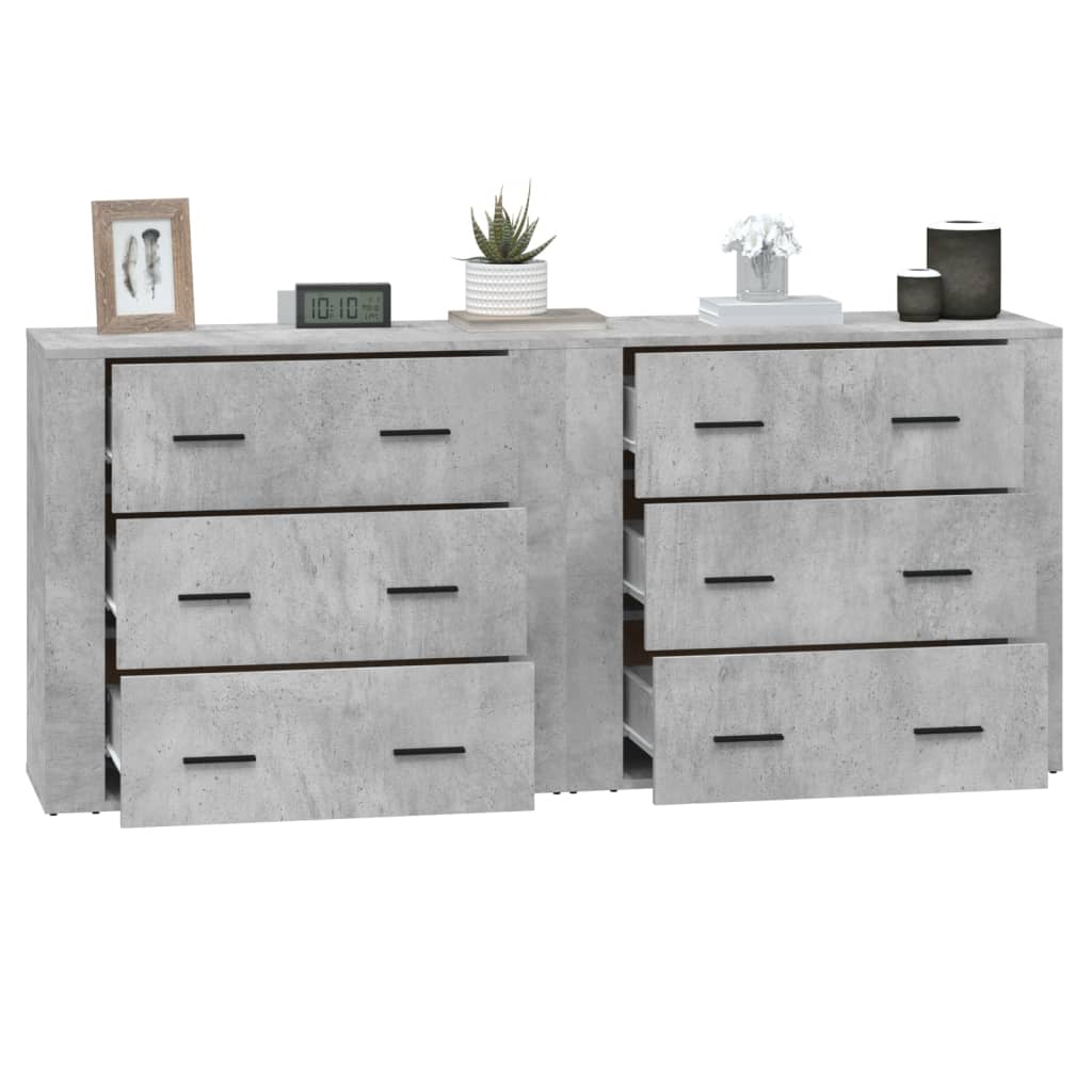 Buffets 2 pcs gris béton bois d'ingénierie - XIOS