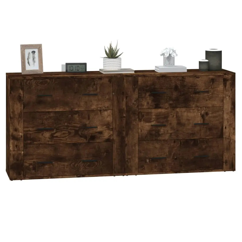 Buffets 2 pcs chêne fumé bois d’ingénierie - XIOS