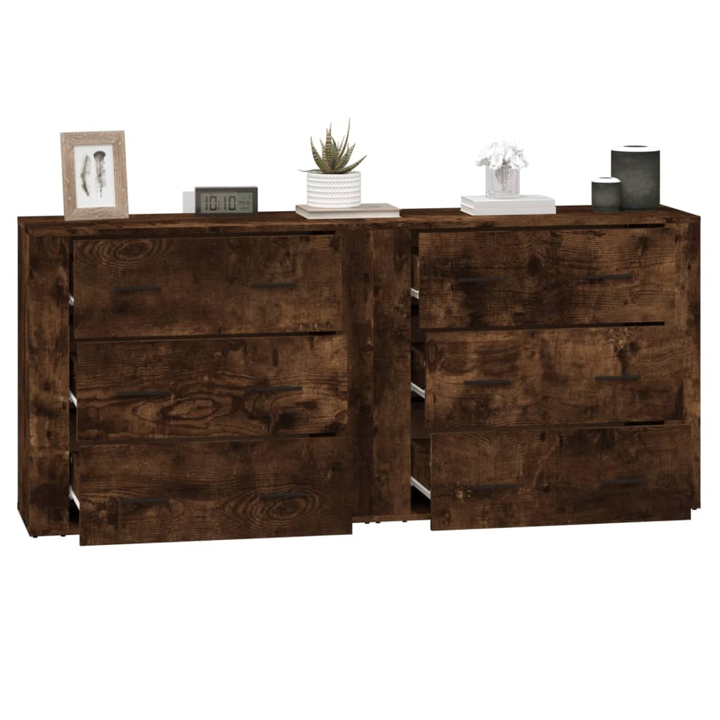 Buffets 2 pcs chêne fumé bois d'ingénierie - XIOS