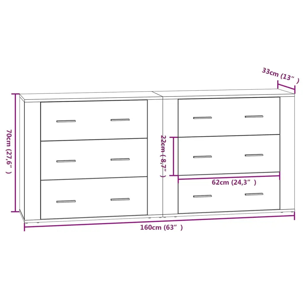 Buffets 2 pcs chêne fumé bois d’ingénierie - XIOS