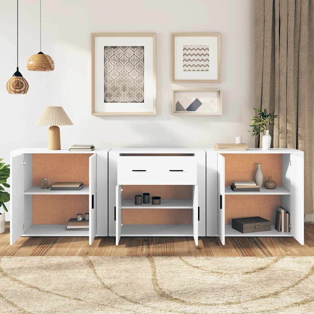 Buffets 3 pcs Blanc Bois d'ingénierie - XIOS
