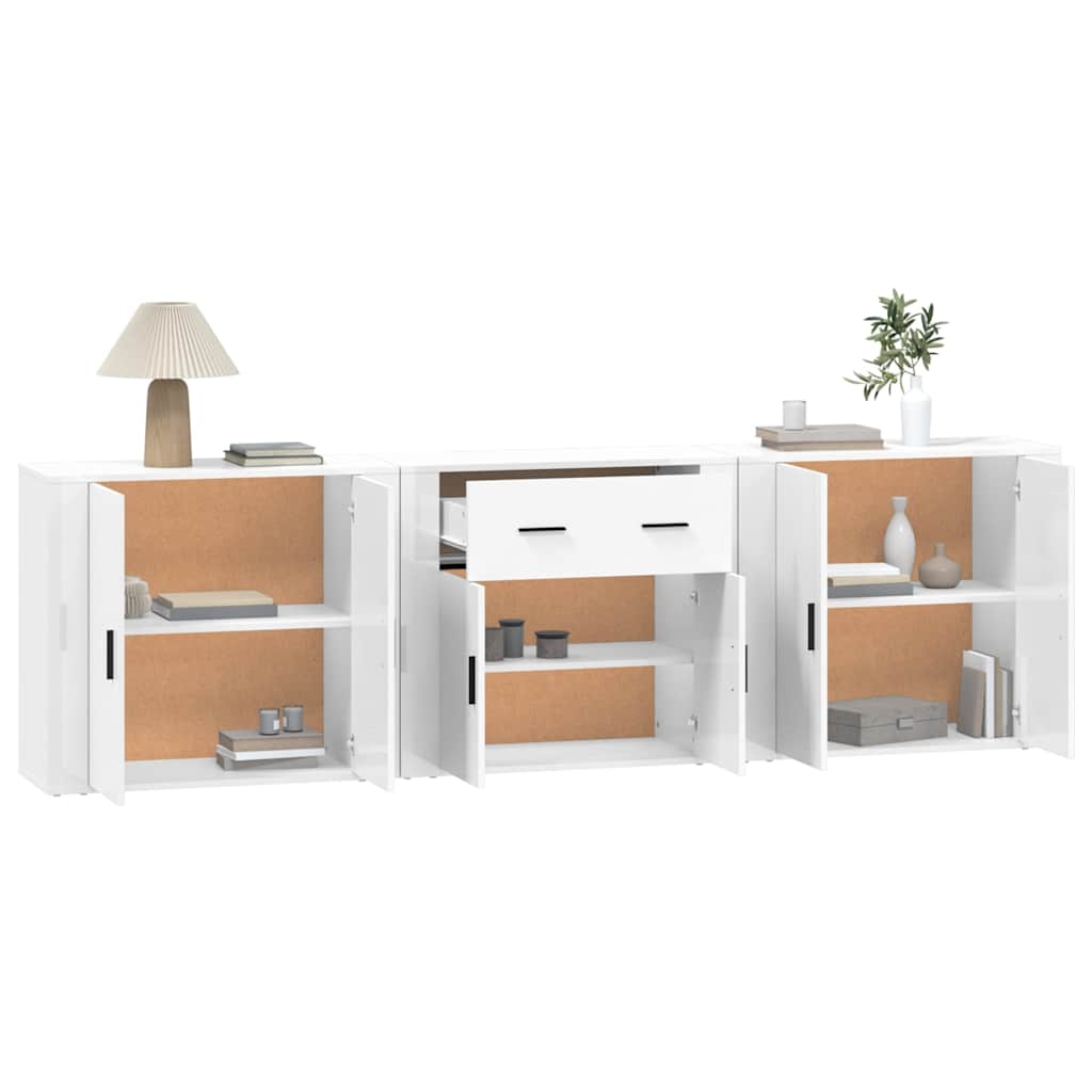 Buffets 3 pcs Blanc Bois d'ingénierie - XIOS