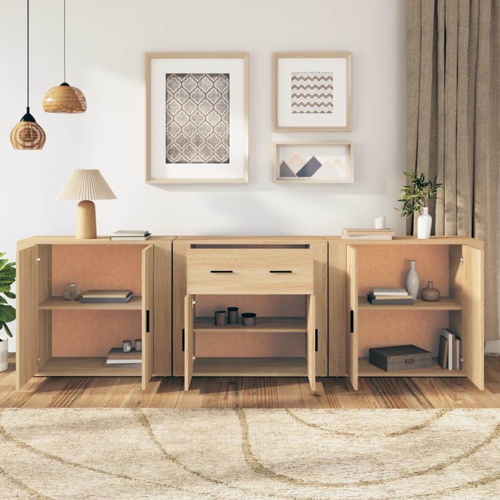 Buffets 3 pcs Chêne sonoma Bois d'ingénierie - XIOS