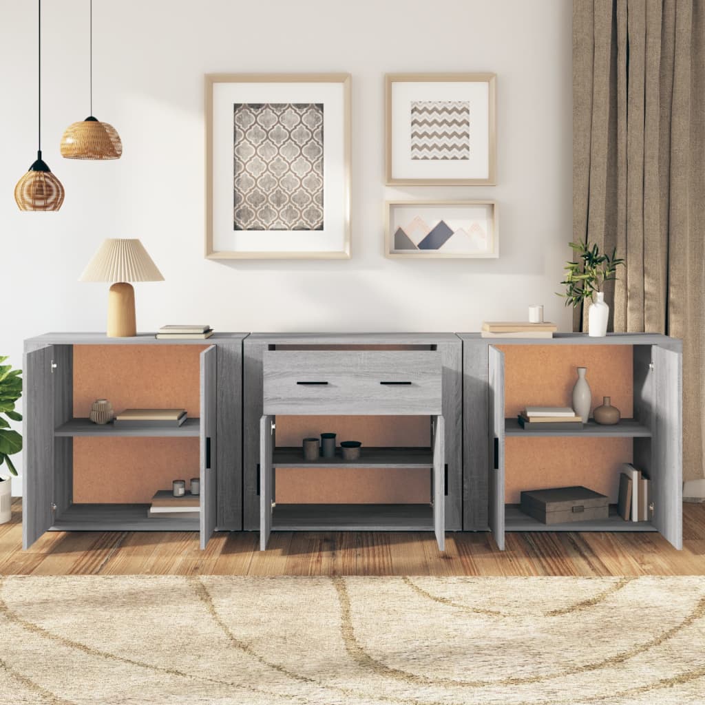 Buffets 3 pcs Sonoma gris Bois d'ingénierie - XIOS