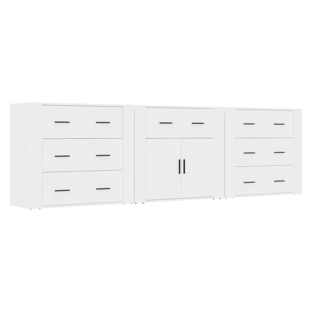 Buffets 3 pcs Blanc Bois d'ingénierie - XIOS