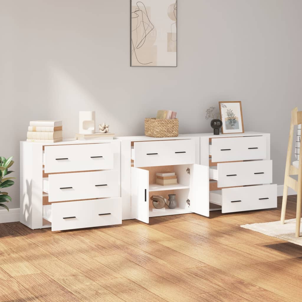 Buffets 3 pcs Blanc Bois d'ingénierie - XIOS