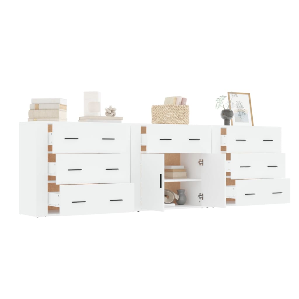 Buffets 3 pcs Blanc Bois d'ingénierie - XIOS