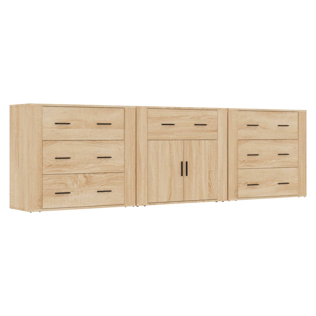 Buffets 3 pcs Chêne sonoma Bois d'ingénierie - XIOS