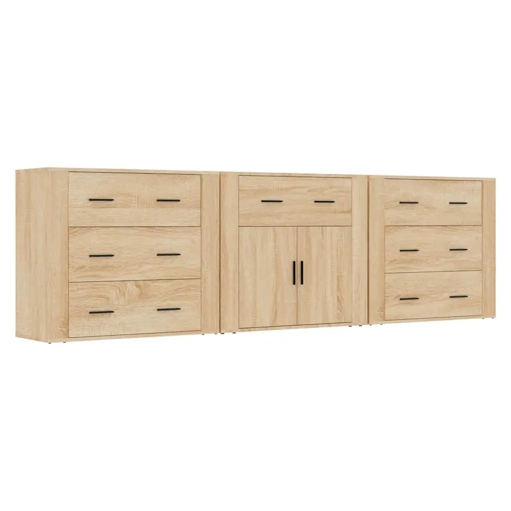 Buffets 3 pcs Chêne sonoma Bois d’ingénierie - XIOS
