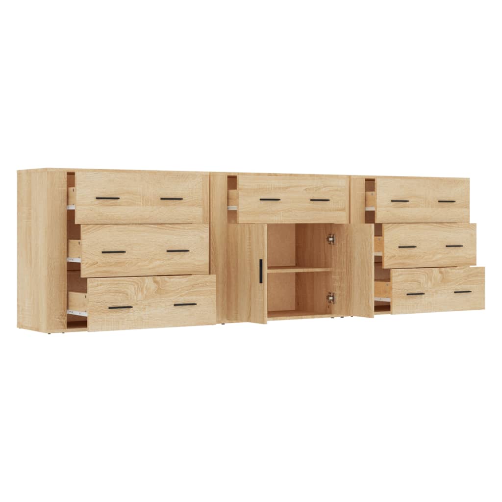 Buffets 3 pcs Chêne sonoma Bois d'ingénierie - XIOS
