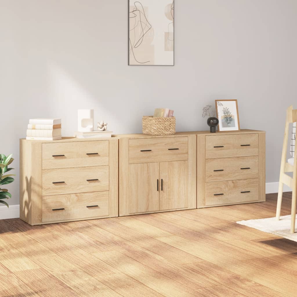 Buffets 3 pcs Chêne sonoma Bois d'ingénierie - XIOS