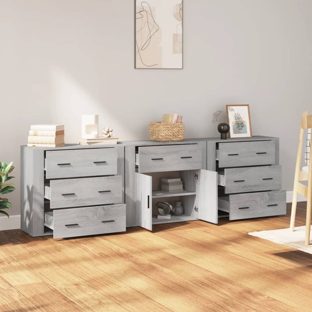 Buffets 3 pcs Sonoma gris Bois d'ingénierie - XIOS