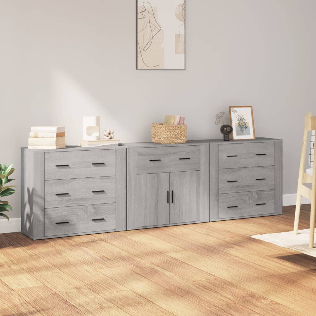 Buffets 3 pcs Sonoma gris Bois d'ingénierie - XIOS