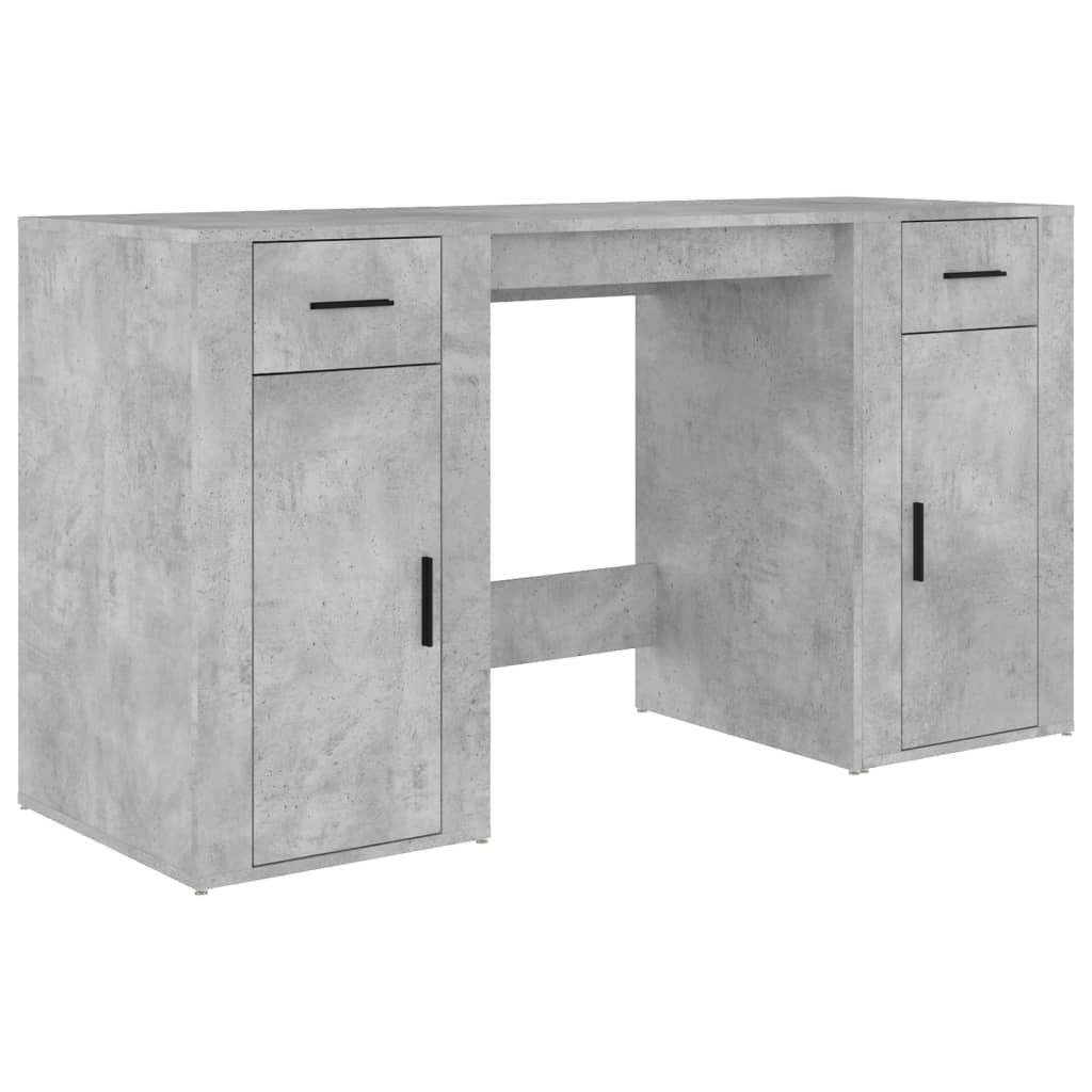 Bureau avec armoire gris béton bois d'ingénierie - XIOS