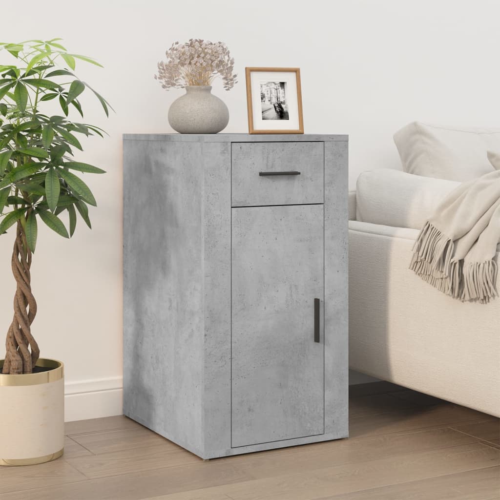 Bureau avec armoire gris béton bois d'ingénierie - XIOS