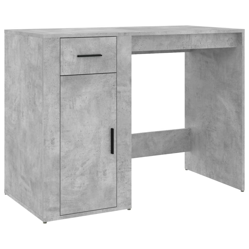 Bureau avec armoire gris béton bois d'ingénierie - XIOS
