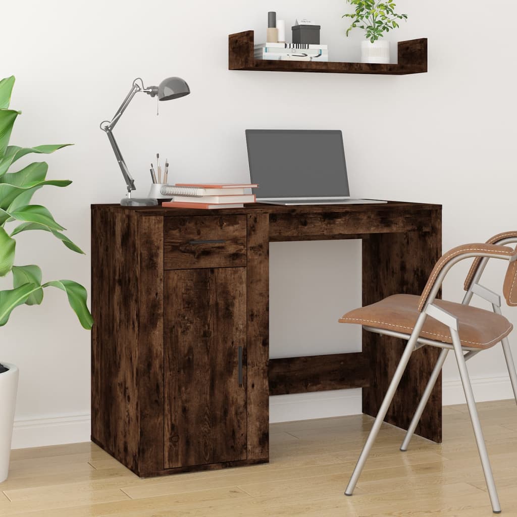 Bureau avec armoire chêne fumé bois d'ingénierie - XIOS