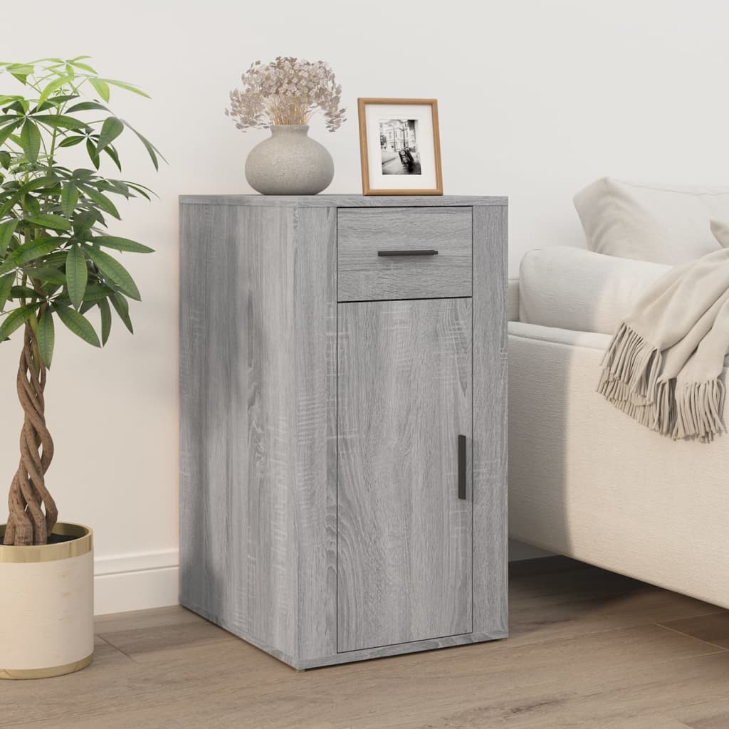 Bureau avec armoire sonoma gris bois d'ingénierie - XIOS