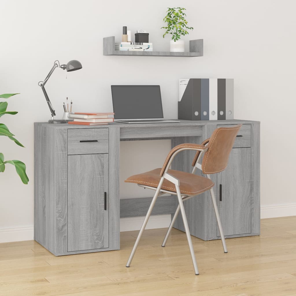 Bureau avec armoire sonoma gris bois d'ingénierie - XIOS
