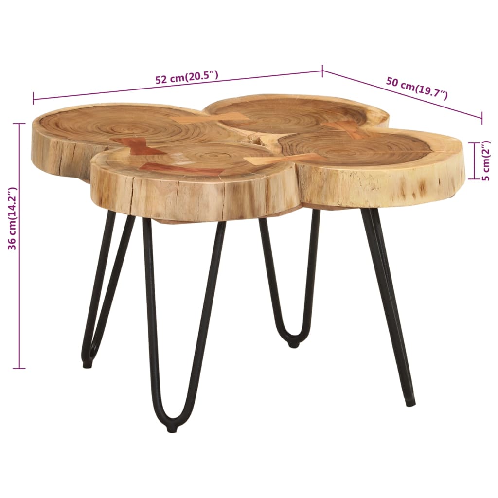 Table basse 36 cm 4 troncs bois d'acacia massif - XIOS