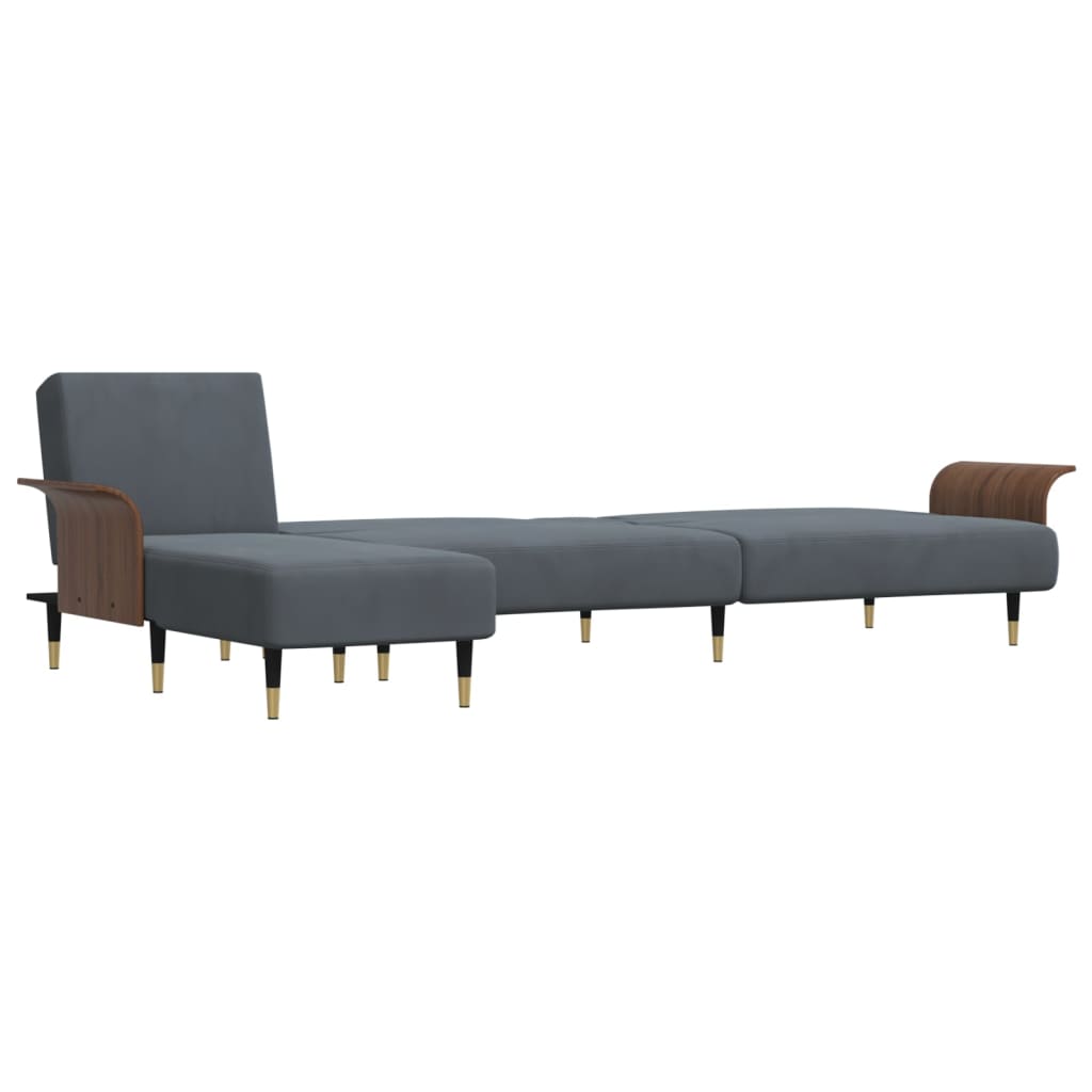 Canapé-lit en forme de L gris 279x140x70 cm velours - XIOS
