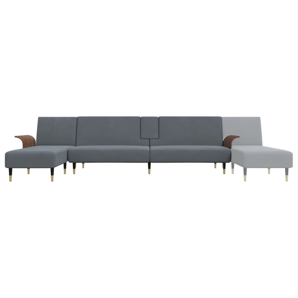 Canapé-lit en forme de L gris 279x140x70 cm velours - XIOS