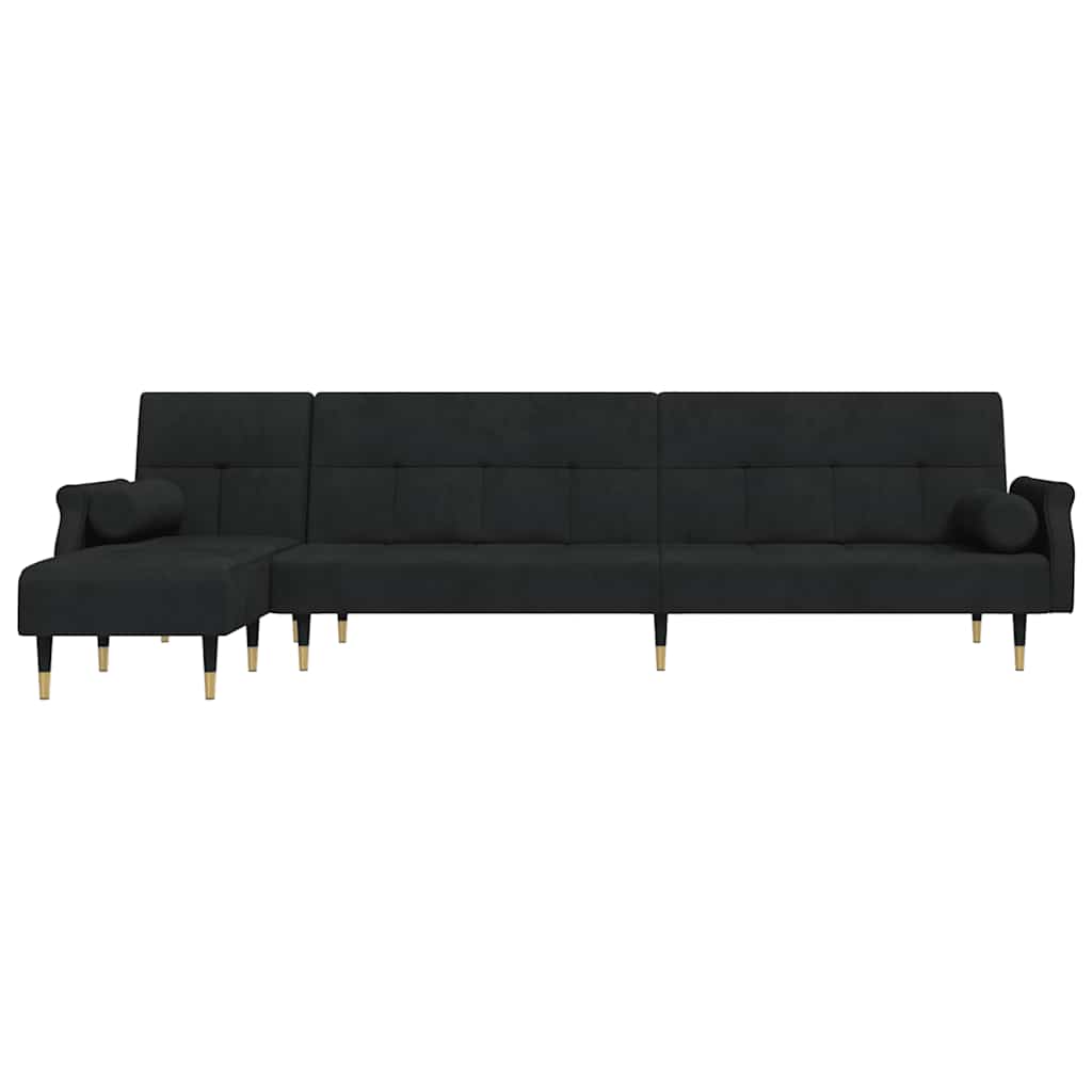 Canapé-lit en forme de L noir 271x140x70 cm velours - XIOS