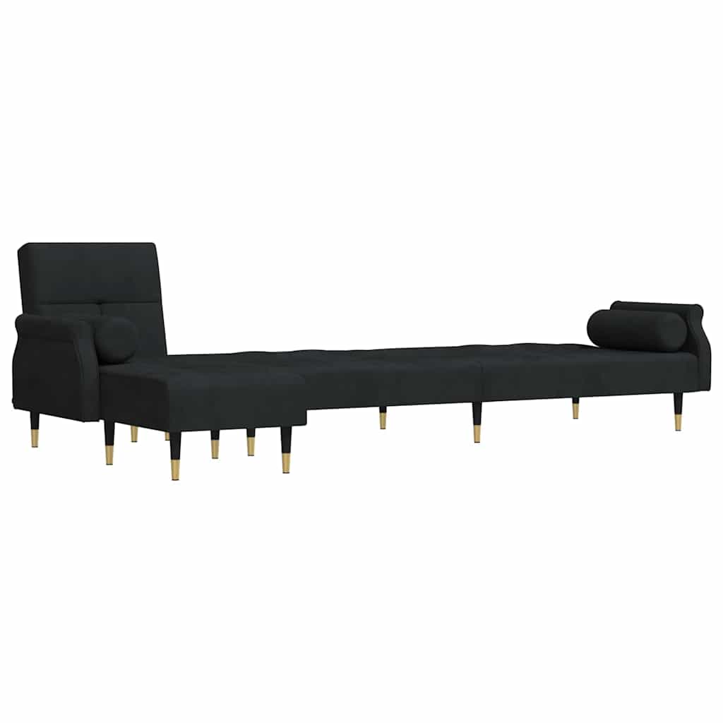 Canapé-lit en forme de L noir 271x140x70 cm velours - XIOS