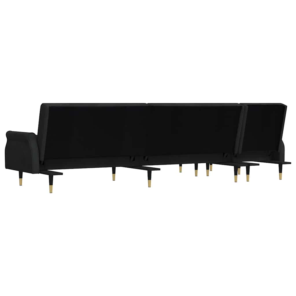 Canapé-lit en forme de L noir 271x140x70 cm velours - XIOS