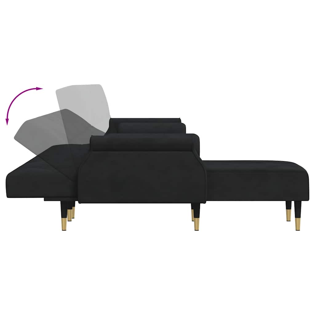 Canapé-lit en forme de L noir 271x140x70 cm velours - XIOS