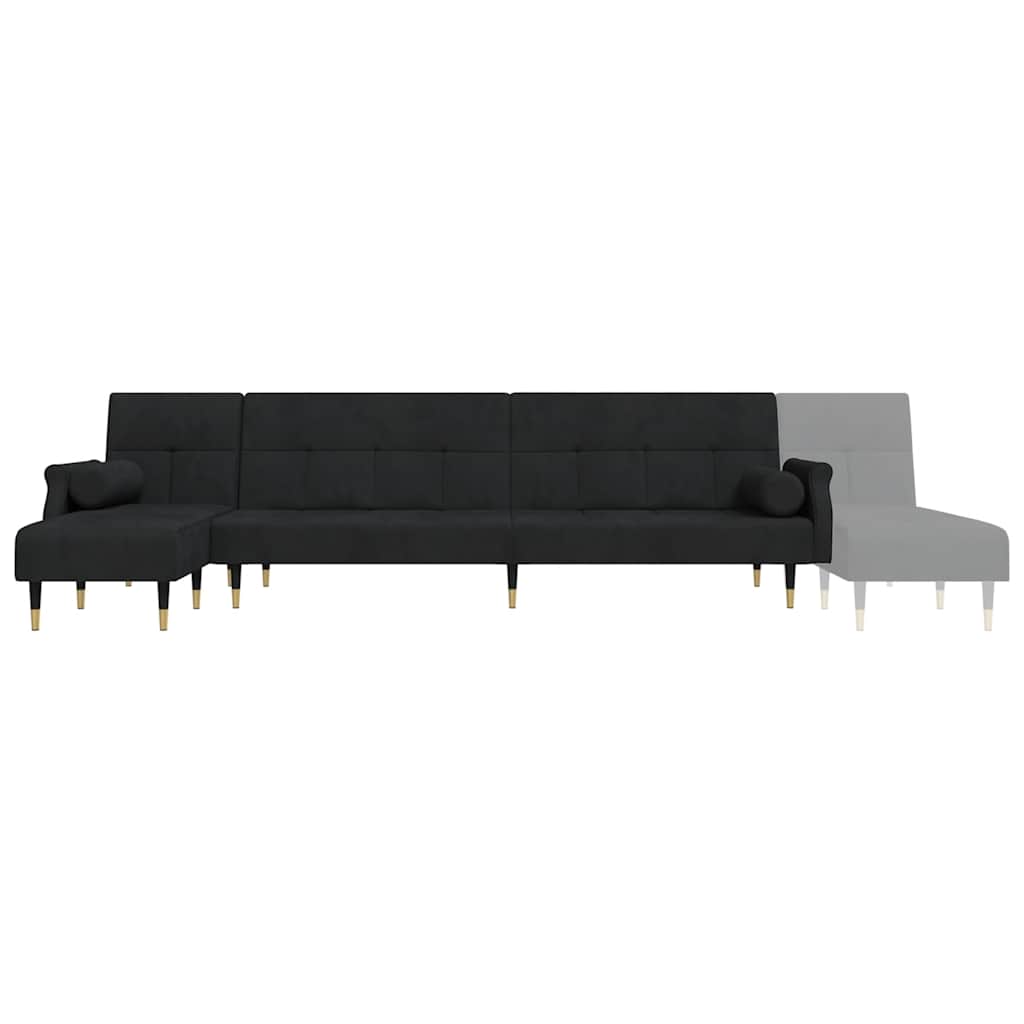 Canapé-lit en forme de L noir 271x140x70 cm velours - XIOS