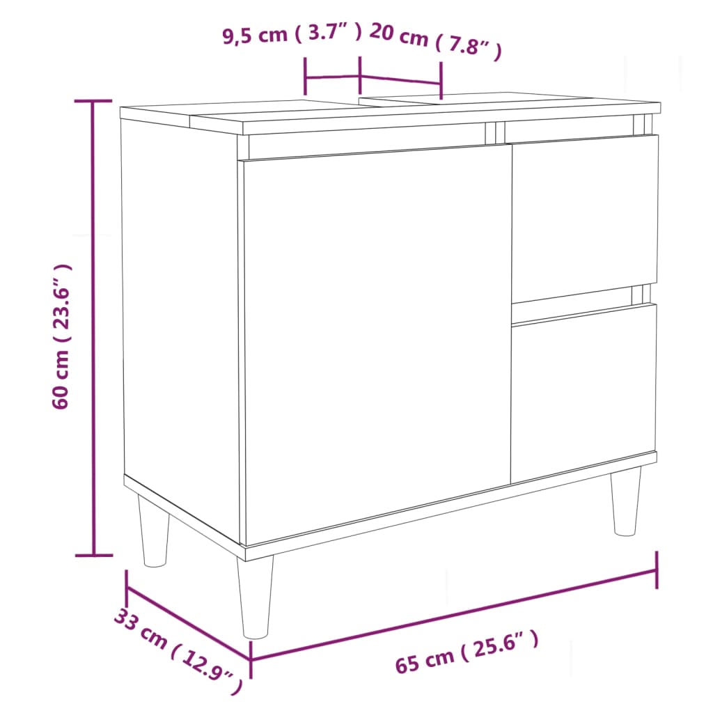 Ensemble d'armoires salle de bain 3 pcs blanc bois d'ingénierie