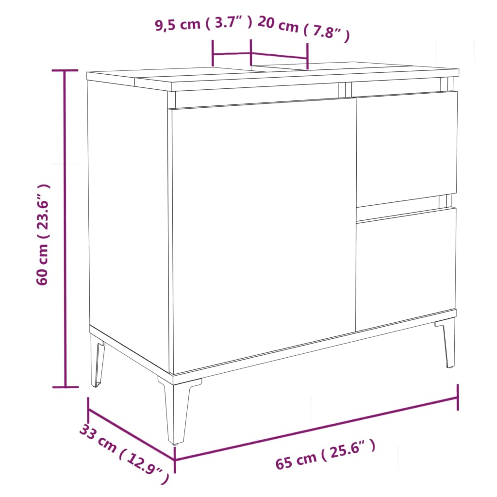 Ensemble d'armoires de salle de bain 3 pcs chêne fumé
