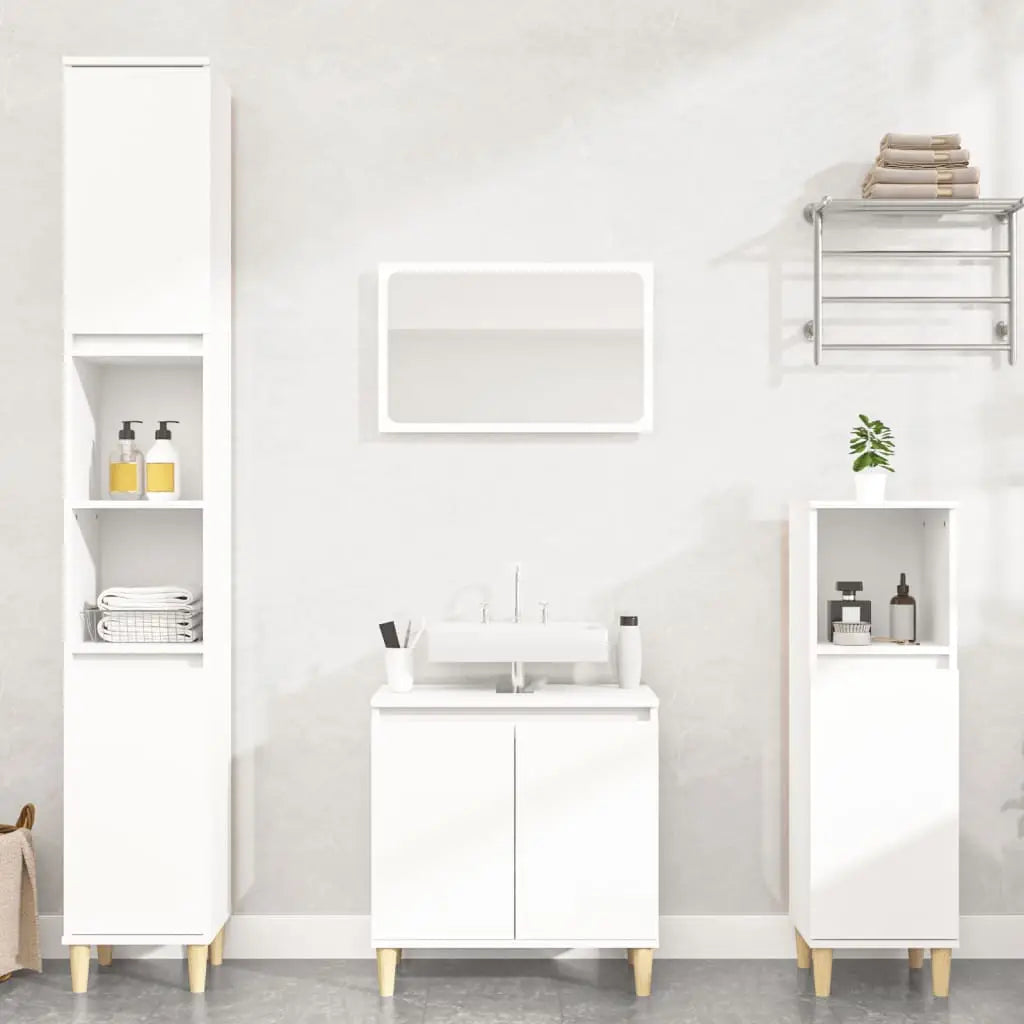 Ensemble de meubles salle de bain 3 pcs blanc bois d’ingénierie - XIOS