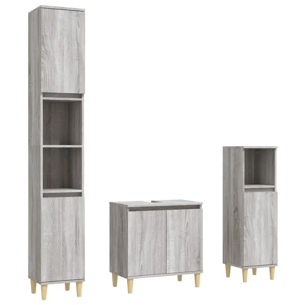 Ensemble de meubles de salle de bain 3 pcs Sonoma gris - XIOS