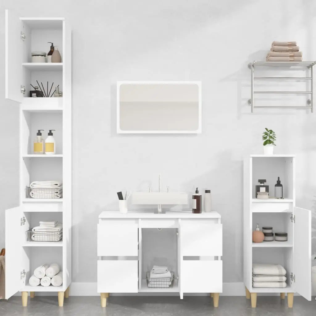 Ensemble de meubles salle de bain 3 pcs blanc bois d’ingénierie - XIOS