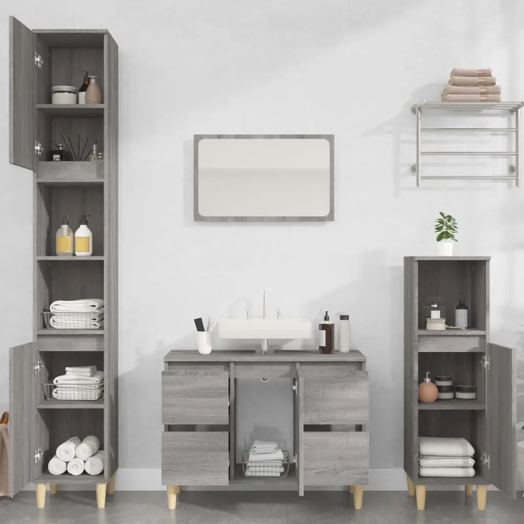 Ensemble de meubles de salle de bain 3 pcs Sonoma gris - XIOS