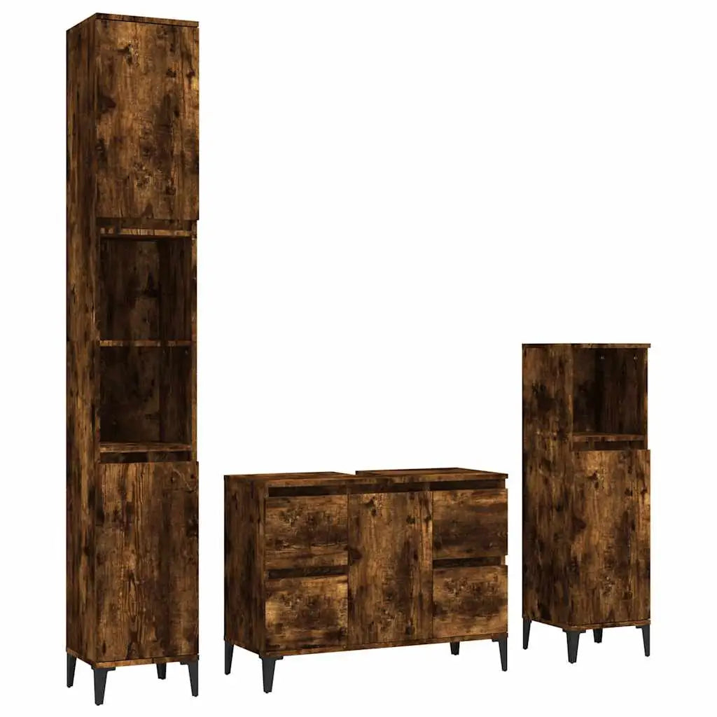Ensemble de meubles de salle de bain 3 pcs Chêne fumé - XIOS