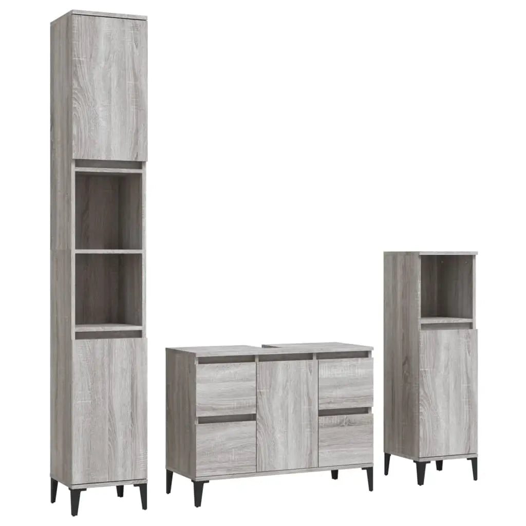 Ensemble de meubles de salle de bain 3 pcs Sonoma gris - XIOS