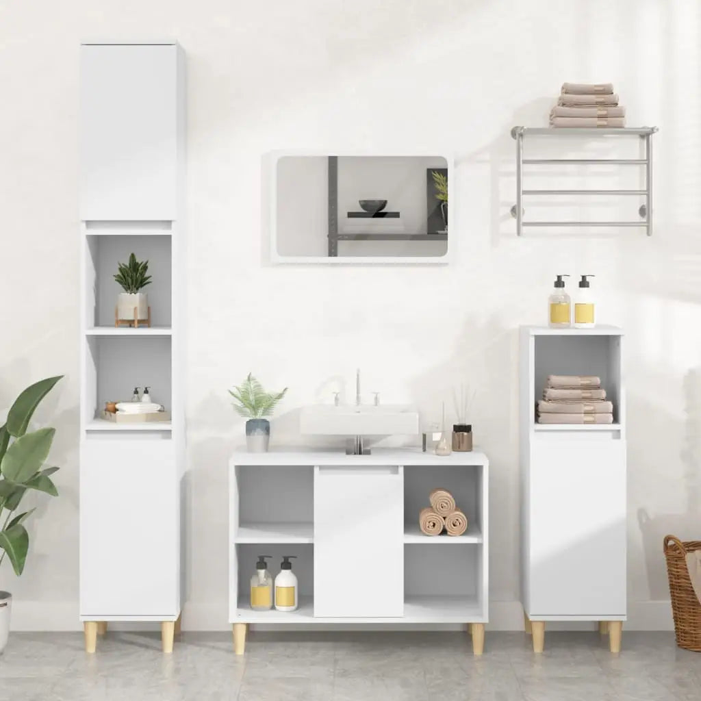 Ensemble de meubles salle de bain 3 pcs blanc bois d’ingénierie - XIOS