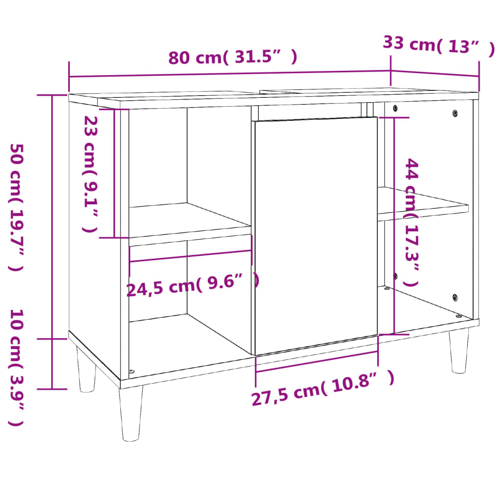 Ensemble de meubles de salle de bain 3 pcs Sonoma gris